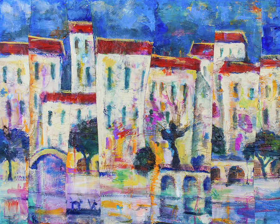 Town on the river 2 Painting by Maxim Komissarchik