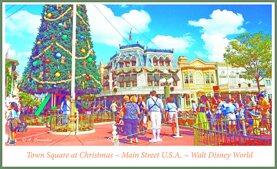 Town Square at Christmas Magic Kingdom Walt Disney World Photograph by A Macarthur Gurmankin