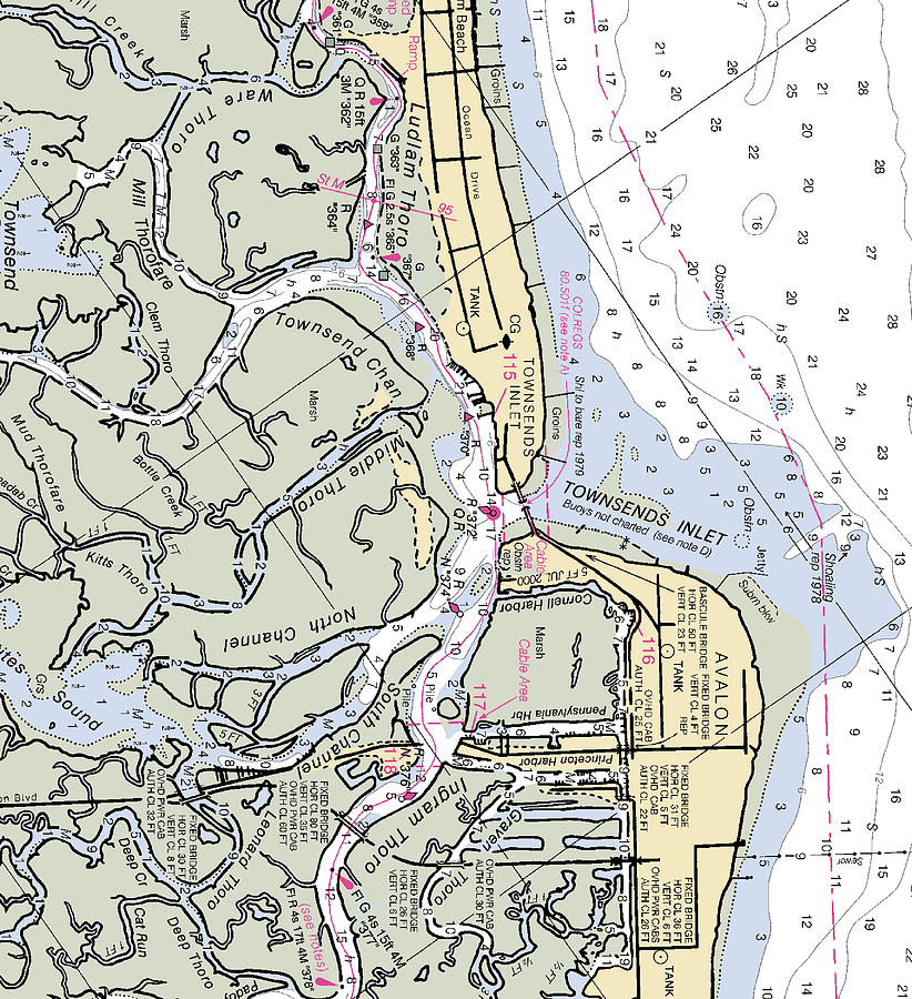 Townsends Inlet new Jersey Nautical Chart _v2 Mixed Media by Sea Koast