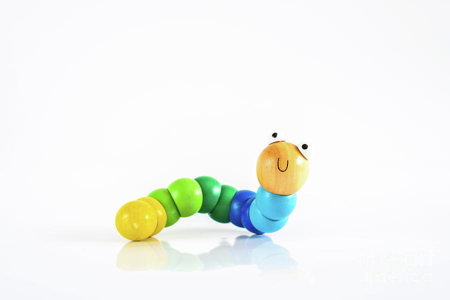 Toy caterpillar with smile, to illustrate concepts of infant int Photograph by Joaquin Corbalan