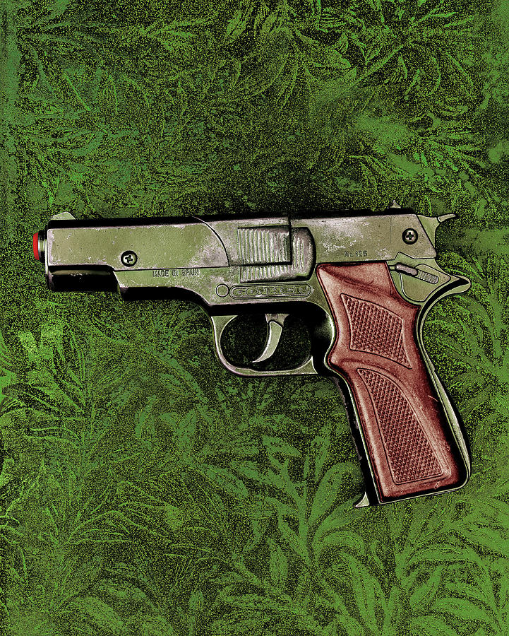 Toy Gun On A Green Background, Toy, Childhood Photograph by R. Striegl