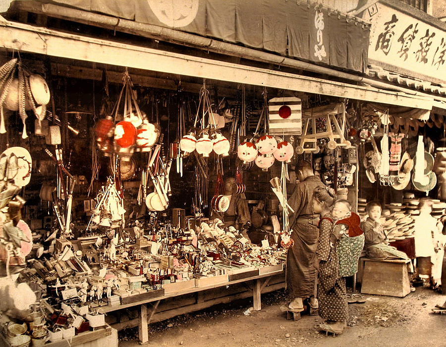 Toy Shop in old Japan Painting by Unknown