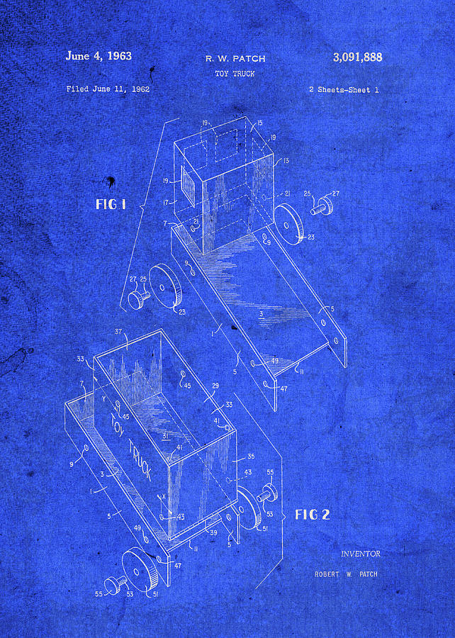 Toy Mixed Media - Toy Truck Patent Blueprint by Design Turnpike