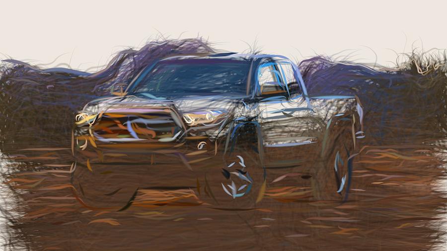 Toyota Tacoma TRD Off Road Draw Digital Art by CarsToon Concept