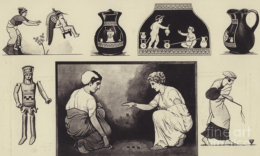 Toys And Games Of Ancient Greece Drawing by English School - Fine Art ...