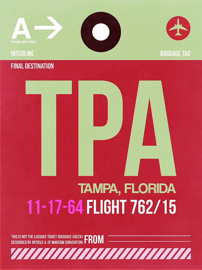 Tampa Digital Art - TPA Tampa Luggage Tag II by Naxart Studio