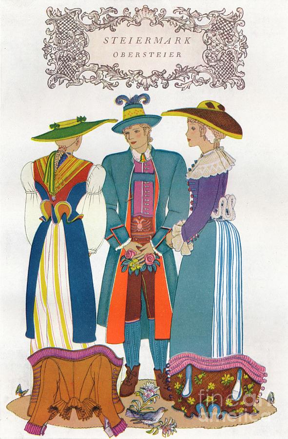 Trachten Der Alpenlander, 1937. Artist Drawing by Print Collector