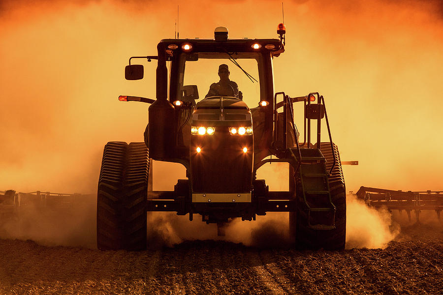 Sunset Photograph - Tractor and Dust by Todd Klassy