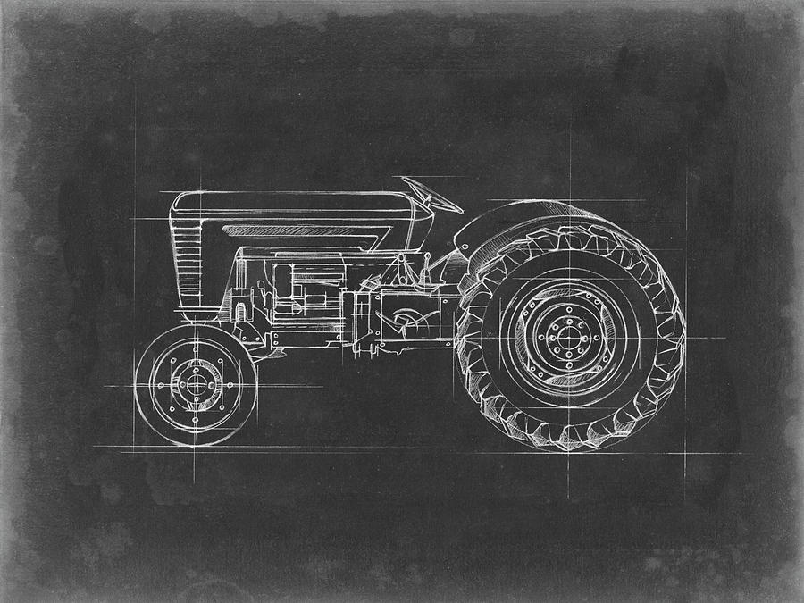 Transportation Painting - Tractor Blueprint I by Ethan Harper