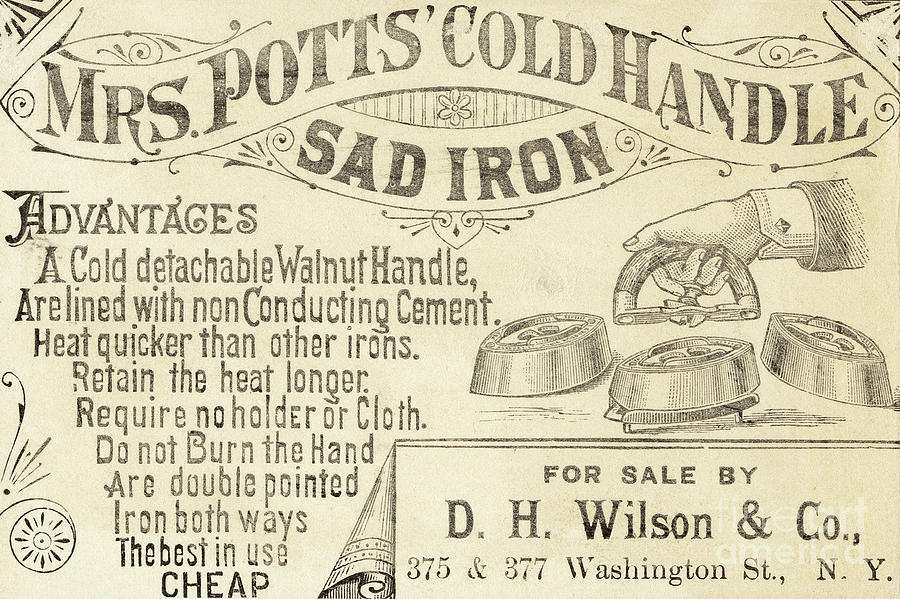 Trade card for Mrs Potts Cold Handle Sad Iron Drawing by American School