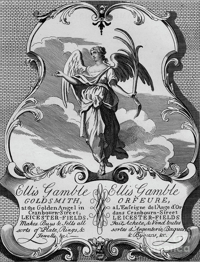 Trade Card Of Goldsmith Ellis Gamble Drawing by Print Collector