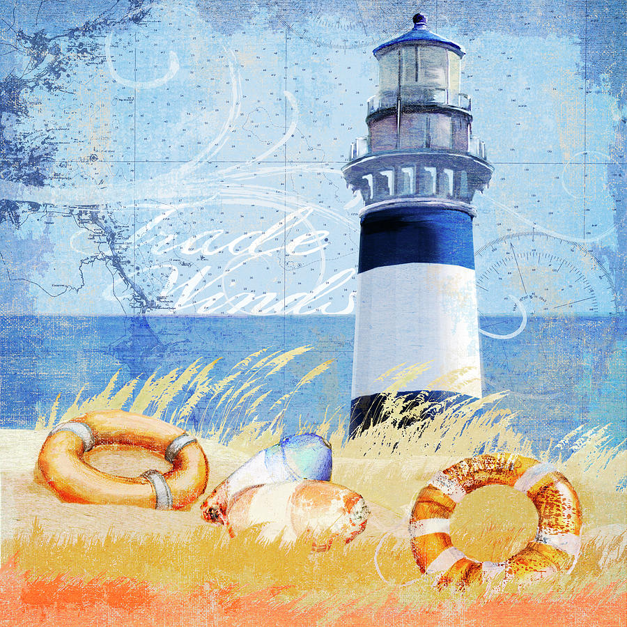 Lighthouse Mixed Media - Trade Winds Lighthouse by Art Licensing Studio