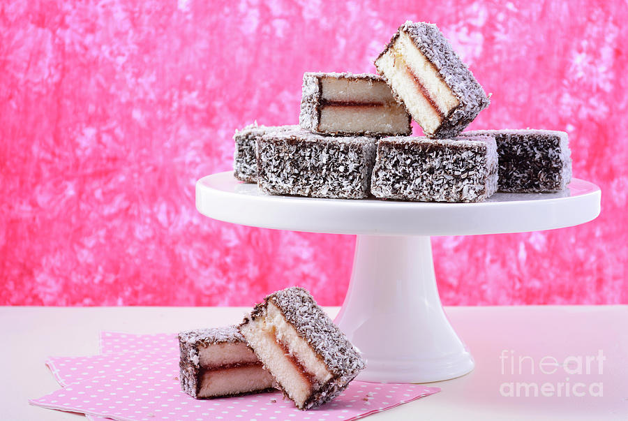 Traditional Australian Lamington Cakes Photograph by Milleflore Images