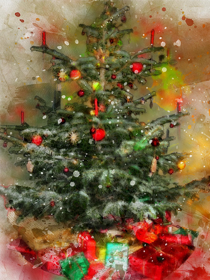 Traditional Christmas Tree and presents Digital Art by Western Exposure - Pixels