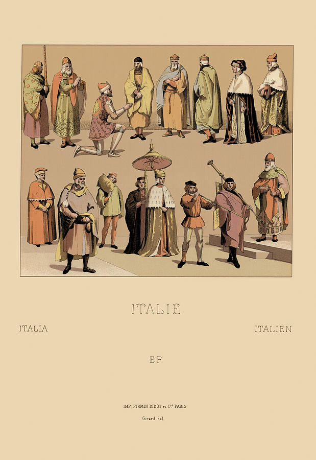 Traditional Dress of Italy Painting by Auguste Racinet