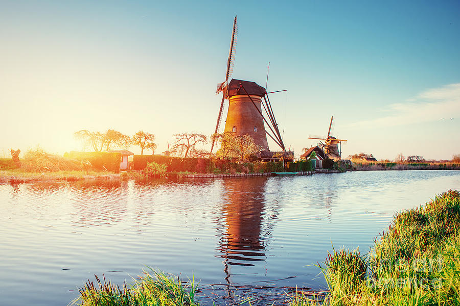 Country Photograph - Traditional Dutch Windmills by Standret Country Photograph - Traditional Dutch Windmills by Standret