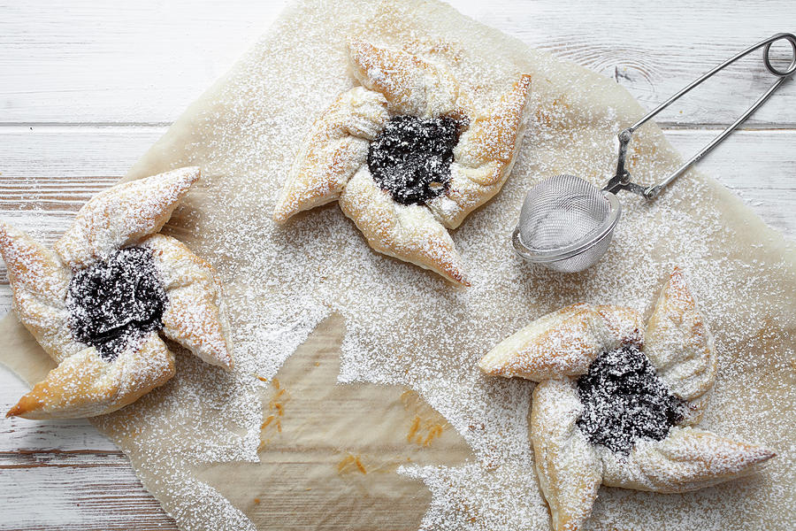 Traditional Finnish Christmas Stars, Made From Puff Pastry And Plum Jam Photograph by Kati Finell