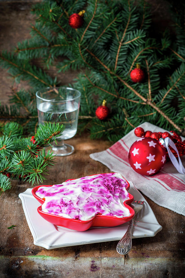 Traditional Herring Salad For New Year Photograph by Irina Meliukh