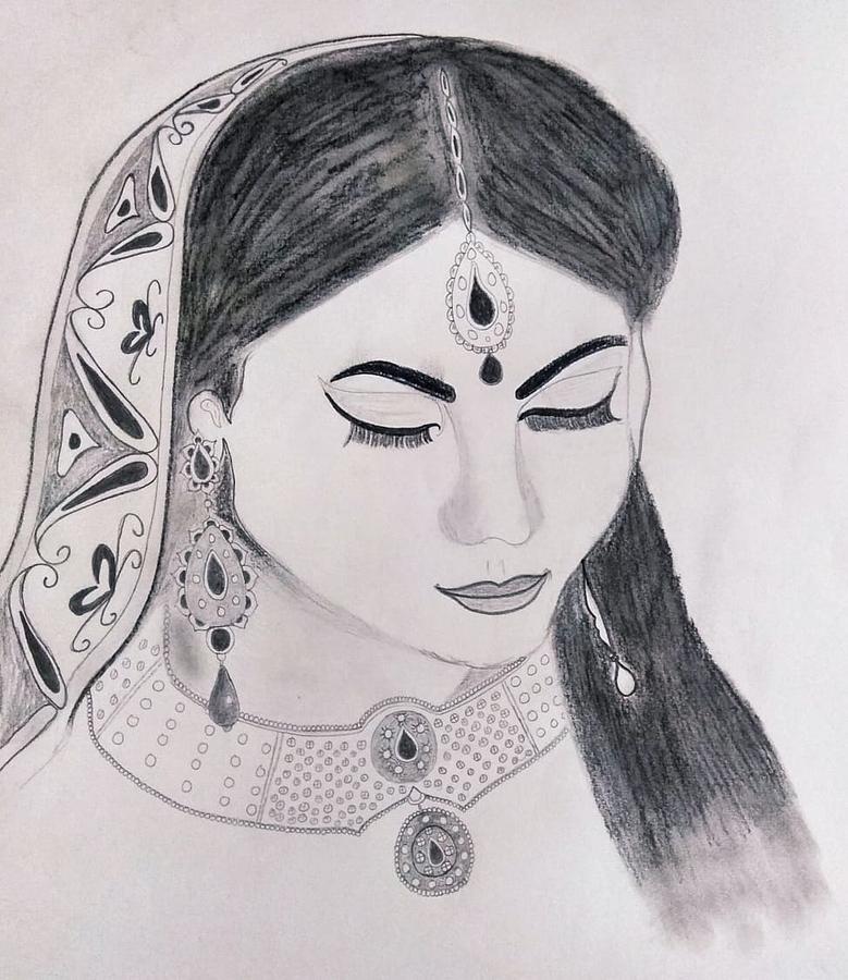 Saree Indian traditional costumes drawing art indiangirl fanart  pencil line  Beauty art drawings Beautiful pencil sketches Watercolor  art face