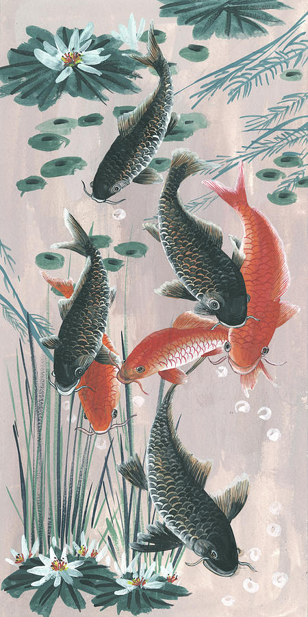Traditional Koi Pond II Painting by Melissa Wang
