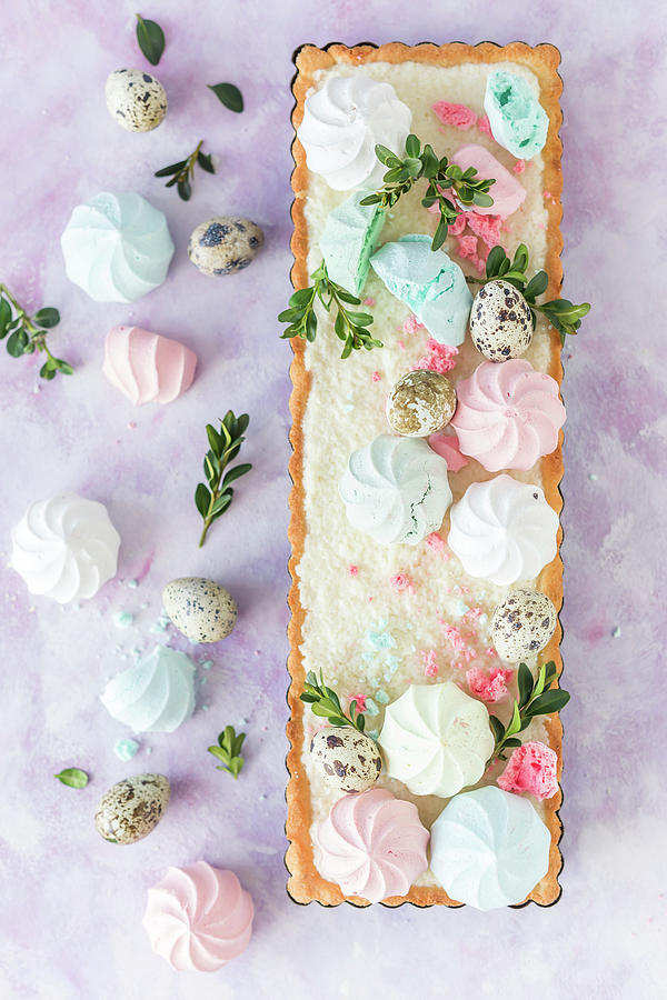 Traditional Polish Easter Cake mazurek Decorated With Colorful Meringues Photograph by Malgorzata Laniak