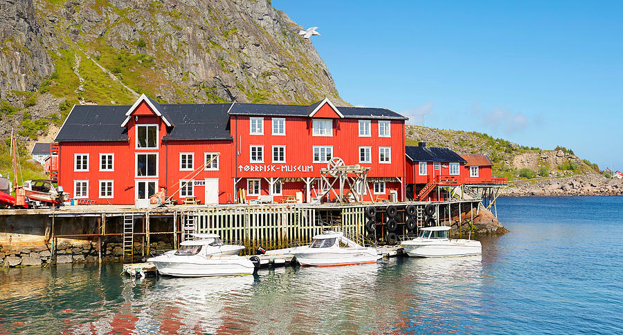 Landscape Photograph - Traditional Red Painted Houses, Lofoten by Jan Wlodarczyk