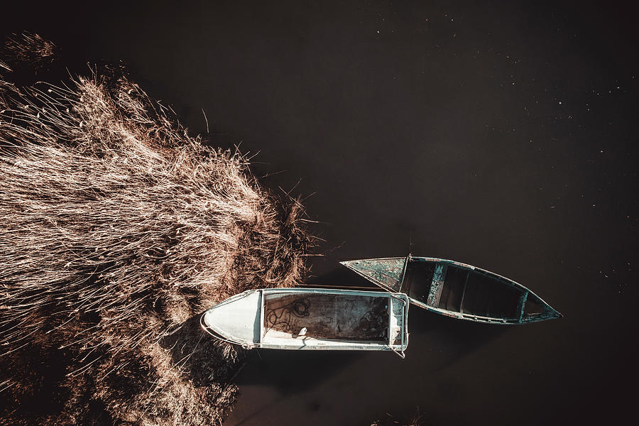 Architecture Photograph - Traditional Wooden Fishing Boats From Aerial View by Cavan Images
