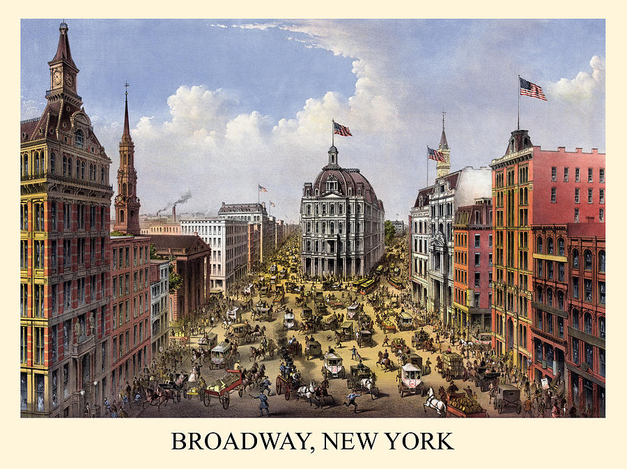 Traffic even back then; Broadway Painting by Unknown