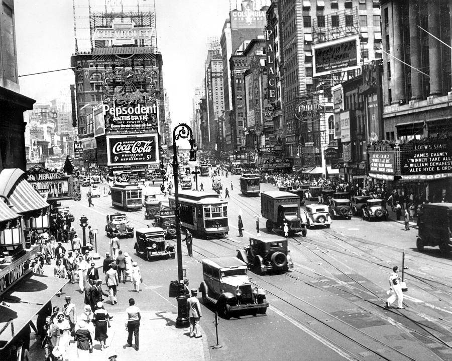 Traffic, Including Streetcars In Times Photograph by New York Daily News Archive
