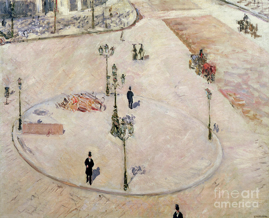 Traffic Island On Boulevard Haussmann, 1880 Painting by Gustave Caillebotte