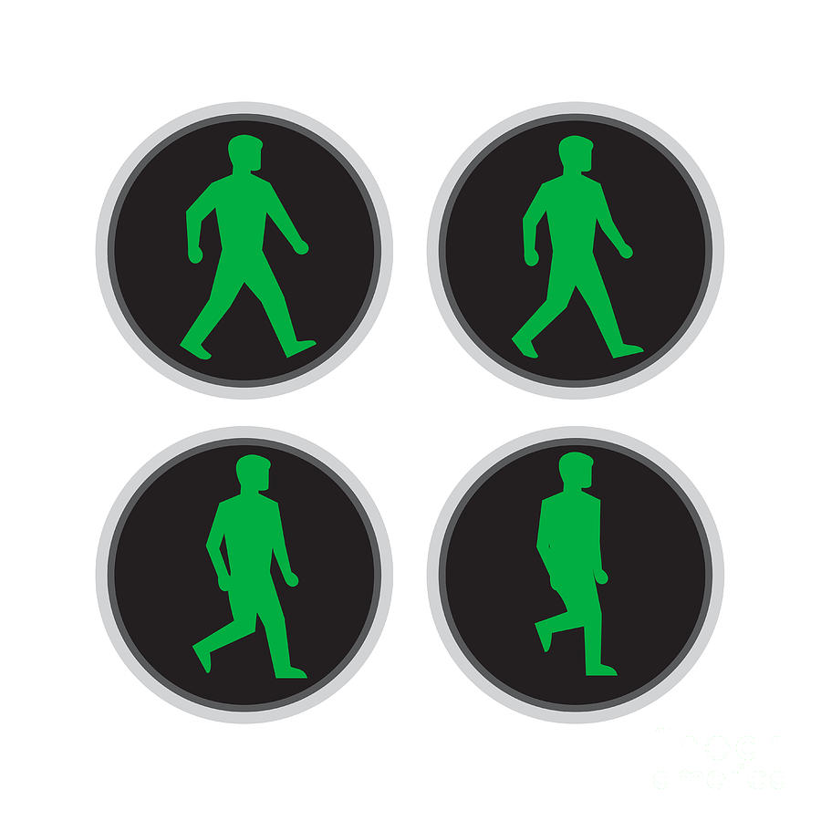 Traffic Light Man Walk Cycle Sequence Digital Art by Aloysius ...