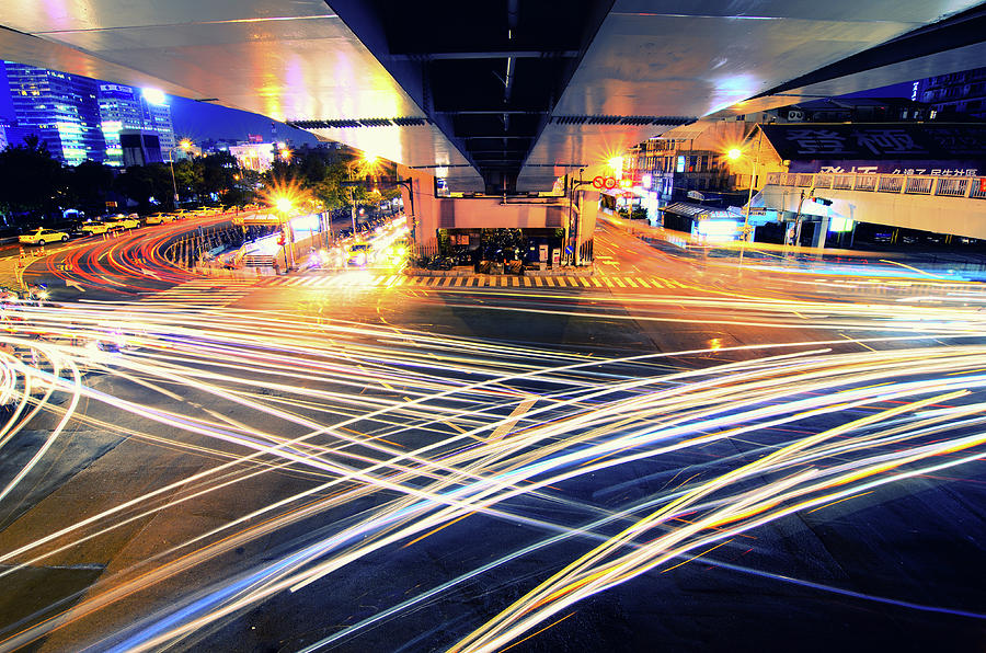 Traffic Light Trails Photograph by Joyoyo Chen