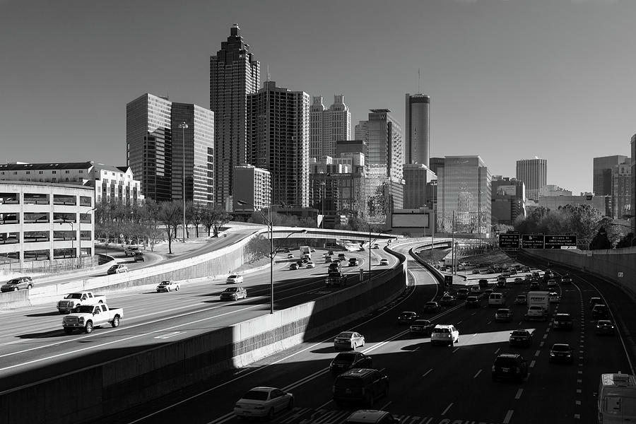 Architecture Photograph - Traffic On The Road In A City, Atlanta by Panoramic Images