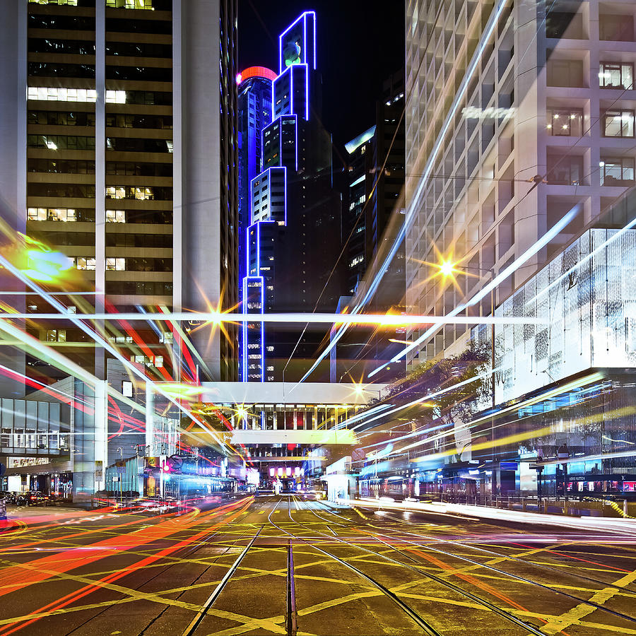 Traffic Trails In Hong Kong Photograph by Andi Andreas Traffic Trails In Hong Kong Photograph by Andi Andreas