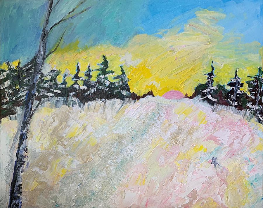 Trail in the Deep Snow Painting by Judy Dimentberg