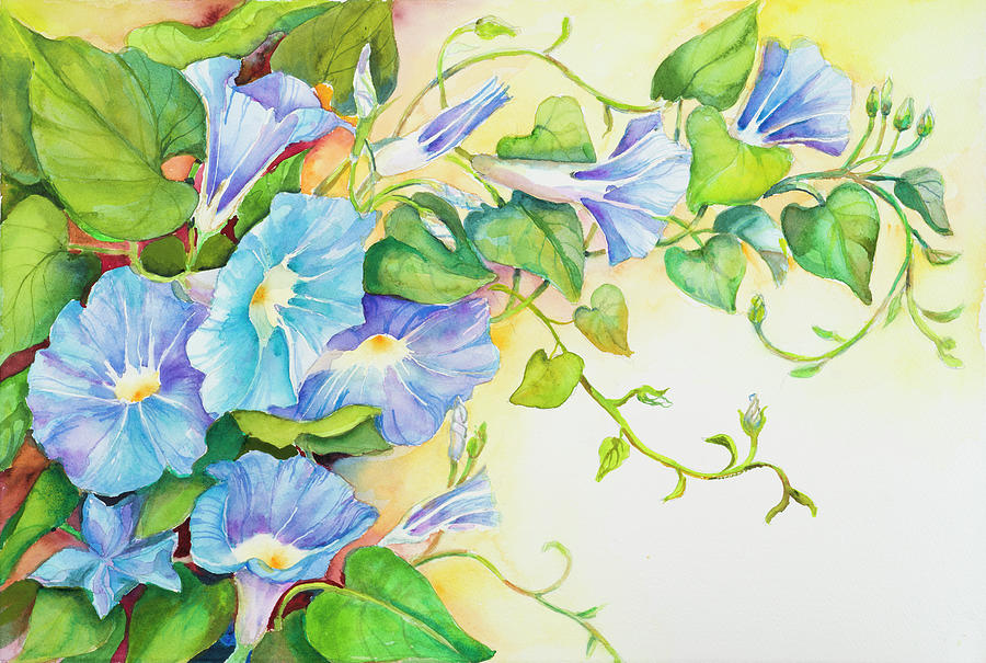 Summer Painting - Trailing Vine Morning-glories by Joanne Porter