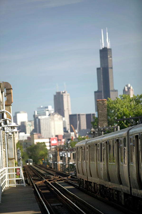 Train And City View From Wicker Park Photograph by Walter Bibikow
