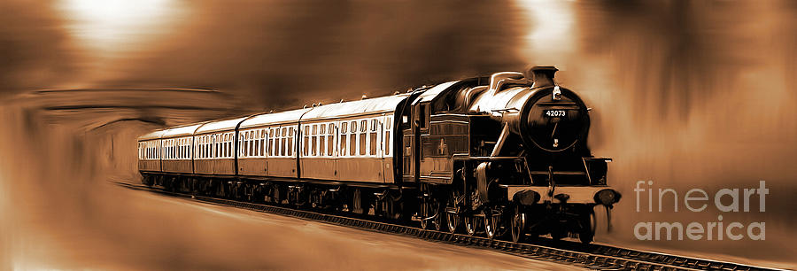 Train art in sepia  Painting by Gull G