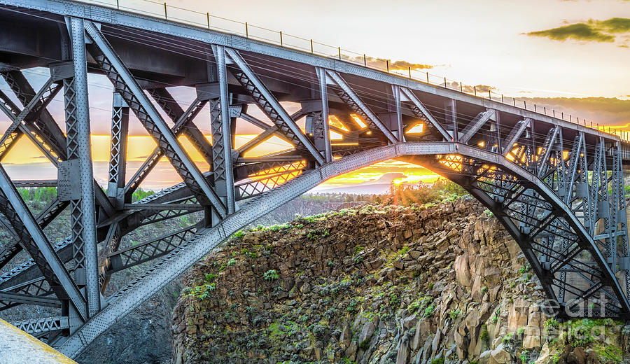Sunset Photograph - Train Bridge Over A Central Oregon Sunset by Aaron Harris