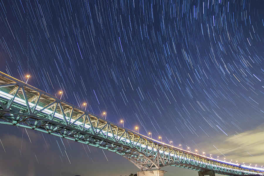 Train, Car And Star Trails Photograph by Tdubphoto