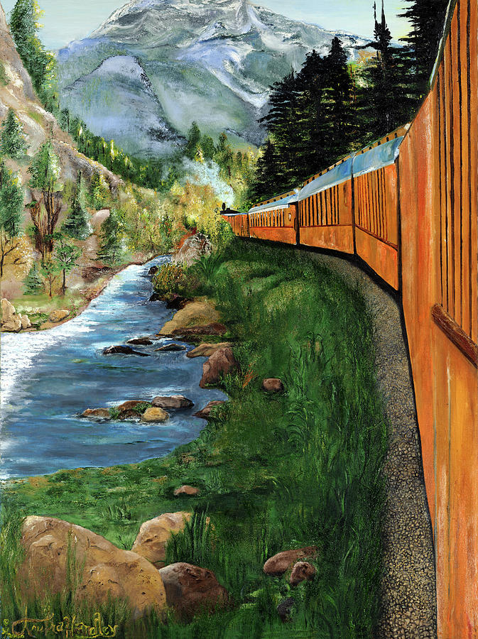 Train in San Juan Colorado National Park Painting by Anitra Boyt