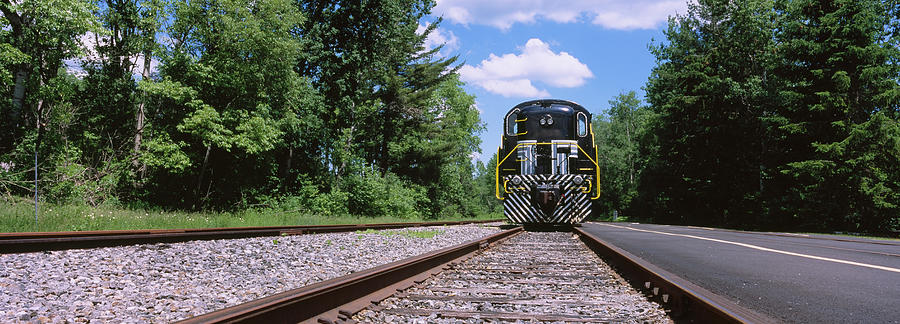 Train On A Railroad Track, Thendara Photograph by Panoramic Images ...