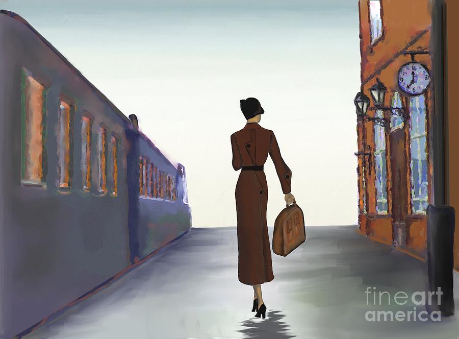 Train On Time Painting by Ana Borras