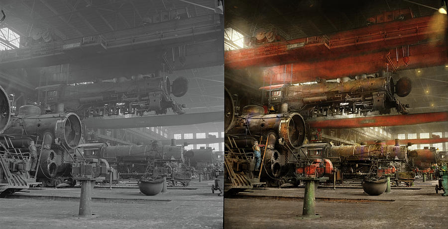 Train - Repair - Danger from above 1943 - Side by Side Photograph by Mike Savad