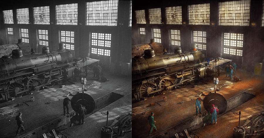 Train - Repair - Third door on the right 1942 - Side by Side Photograph by Mike Savad