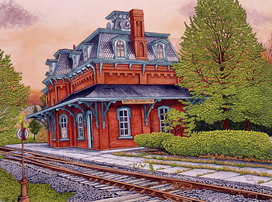 Train Station - North Bennington Mixed Media by Thelma Winter - Fine ...