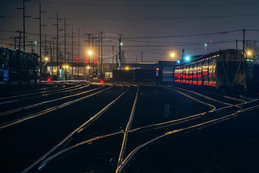 Train Tracks At Night, Seattle, Usa Digital Art by Pete Saloutos - Fine ...