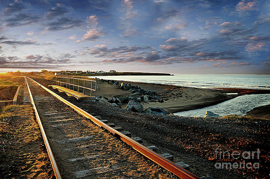 Train Tracks By The Ocean Photograph