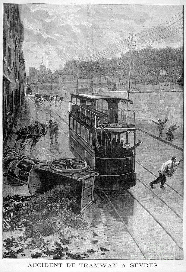 Tram Accident, Sevres, Paris, 1897 Drawing by Print Collector