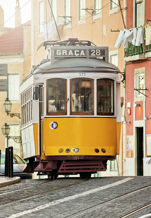 Tram In The Old Part Of Lisbon Graca Photograph by Gregor Schuster Tram In The Old Part Of Lisbon Graca Photograph by Gregor Schuster